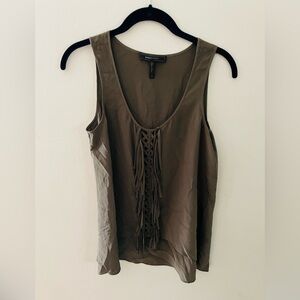 Bcbgmaxazria XS tank top with laced front hi low style